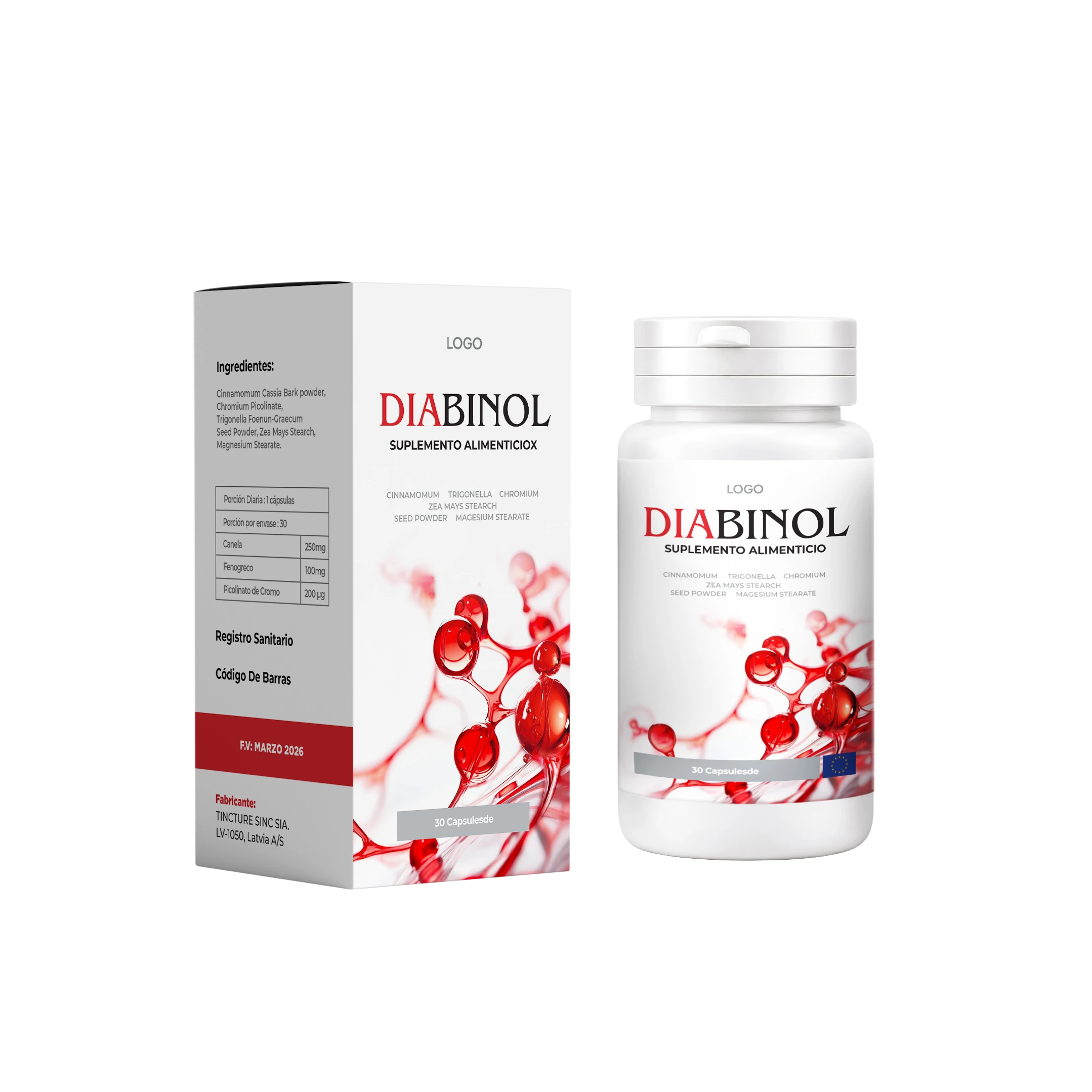 Diabinol — Cápsulas de Canela, Fenogreco y Cromo para el Apoyo Glucémico Natural